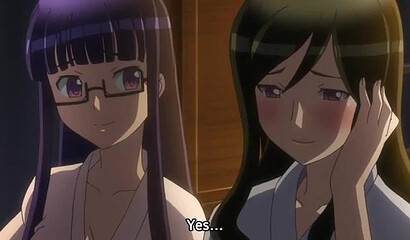 Girls with futanari dicks fuck their girlfriends at hot springs