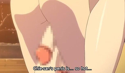 Girls with futanari dicks fuck their girlfriends at hot springs