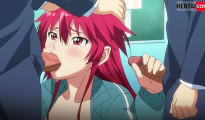 Guys at school fuck a pretty succubus vampire girl in all her holes