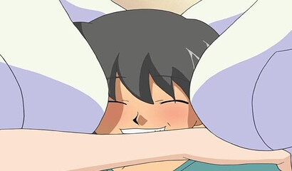 Busty mom and daughter have sex with a young guy in a hentai cartoon