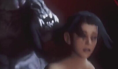 Horrible demon fucks girl with big horse cock in 3D porn