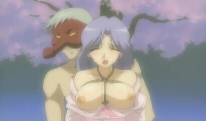 Hentai anime "Flower and Snake": sex with tied up milfs