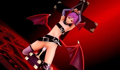 Double penetration for a sexy anime succubus girl