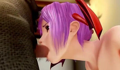 Double penetration for a sexy anime succubus girl