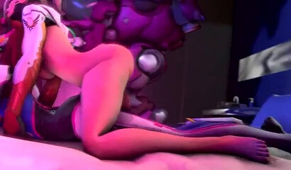 The heroines of the computer game Overwatch fuck each other with futanari dicks