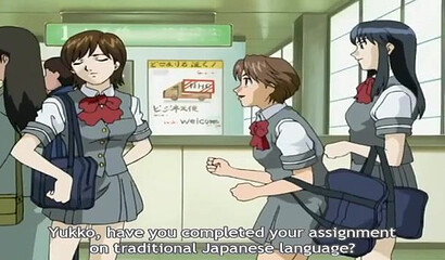 Men on the subway touching the tits and crotch of a Japanese hentai schoolgirl.