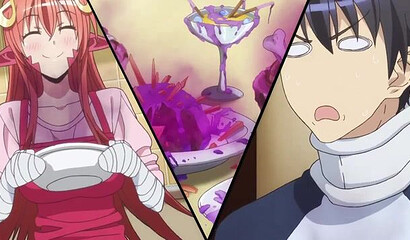 Girl monsters conjure up an anime porn cartoon character's dick