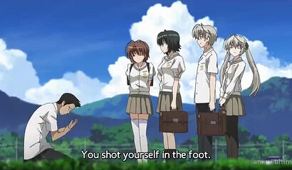 Beautiful anime blonde loses her virginity to an inexperienced guy