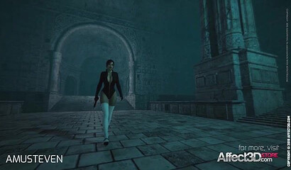 An ancient monster fucks Lara Croft from Tomb Raider in an abandoned tomb