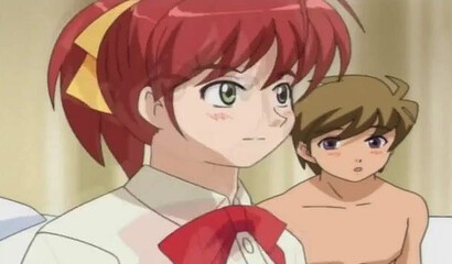 Schoolboys in a hentai cartoon have sex in the nurse's office.