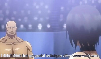 Robot fighters fuck a busty ninja from a hentai cartoon in the ring