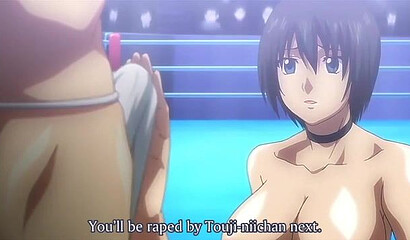 Robot fighters fuck a busty ninja from a hentai cartoon in the ring