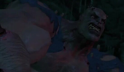 Trolls with huge dicks fuck Lara Croft from the Tomb Raider game into a cave