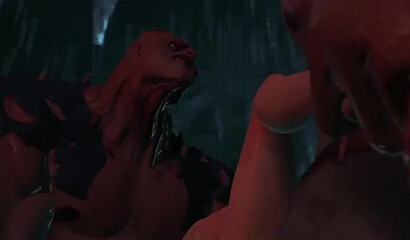 Trolls with huge dicks fuck Lara Croft from the Tomb Raider game into a cave