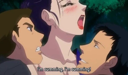 Hentai teen watches men in the woods fuck his mature auntie