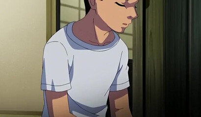 Hentai teen watches men in the woods fuck his mature auntie