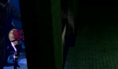 Ada Wong from Resident Evil sucks Tyrant's huge dick to save Leon.