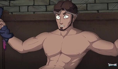 Horrible demoness spread her legs in front of young prince in anime porn cartoon