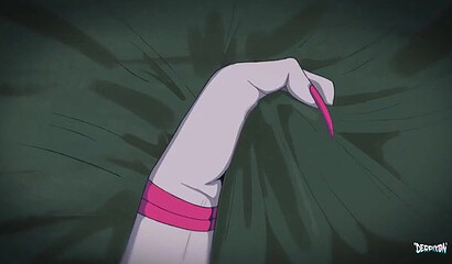 Horrible demoness spread her legs in front of young prince in anime porn cartoon