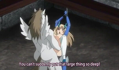 Beautiful hentai blondes participate in a gang bang with pigs and a horse