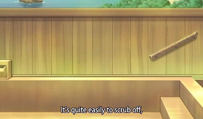 A classmate in a hentai cartoon plays with a futanari schoolgirl's cock