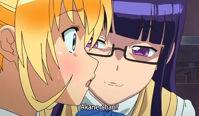 A classmate in a hentai cartoon plays with a futanari schoolgirl's cock