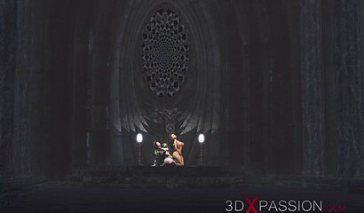 Shapely slave in 3D porn cartoon fucks dark queen