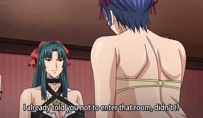 Hentai mistress with futanari cock drives billiard balls into maid's asshole