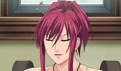 Hentai mistress with futanari cock drives billiard balls into maid's asshole