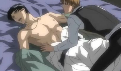 Cartoon gay yaoi treats wounded handsome soldier boy with anal sex