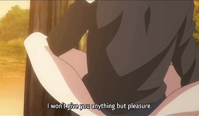 Anime girl with huge tits fucks in the forest with sensei