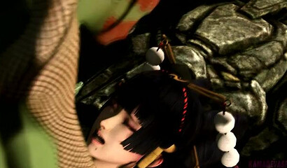 A dirty orc with a futanari cock fucks the hottie Nyotenga from the game Dead or Alive