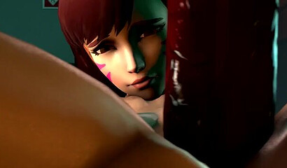 A virus-infected monster hardcore fucks police officer D.Va from the game Overwatch