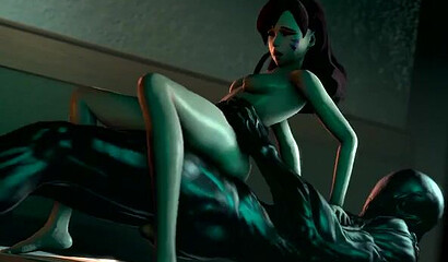 A virus-infected monster hardcore fucks police officer D.Va from the game Overwatch