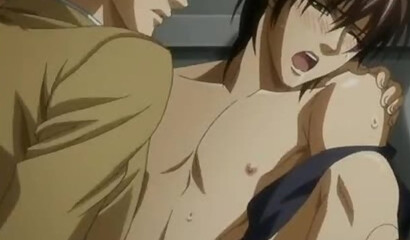 Young gay man from the hentai cartoon moans with pleasure while doing anal