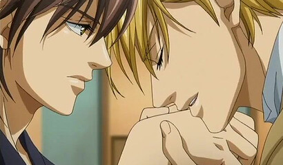 Young gay man from the hentai cartoon moans with pleasure while doing anal