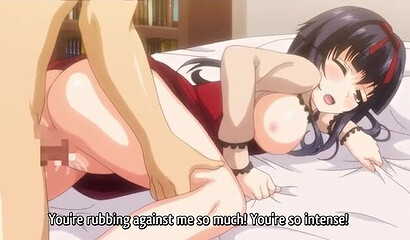 Bloody loss of virginity of anime hottie with big breasts