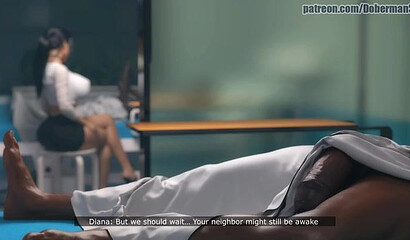 Black hospital patients fuck a busty nurse in 3D porn cartoon