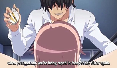 Teenage loser stops time and fucks half-sisters in XXX anime