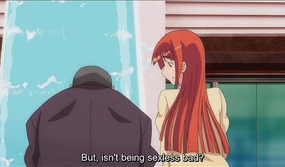 Hentai whore with big tits fucks an old client