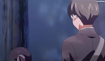 Boyfriend peeks at schoolgirl masturbating in the park in hentai porn