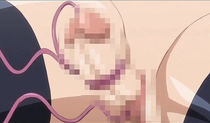 Monster tentacles deeply penetrate the vagina of hentai girl with large breasts