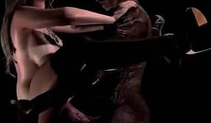 Scary zombie fucked a beautiful girl with a big dick in 3D porn clip