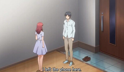 Romantic sex in anime cartoon with busty dark-haired beauty