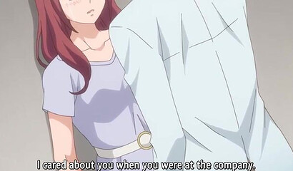 Romantic sex in anime cartoon with busty dark-haired beauty