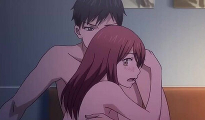 Romantic sex in anime cartoon with busty dark-haired beauty