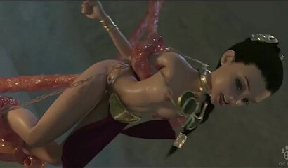 Nasty Jabba the Hutt fucks Princess Leia's slave girl in a Star Wars cartoon parody.