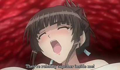 Plant monster fucks an anime girl with big tits with his tentacles