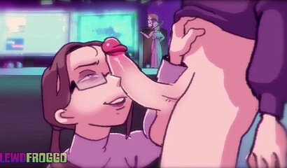 Gamer virgin Travis fucks cartoon hottie Mona on the couch