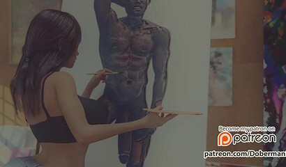Black sitter fucks artist with big dick in 3D sex cartoon